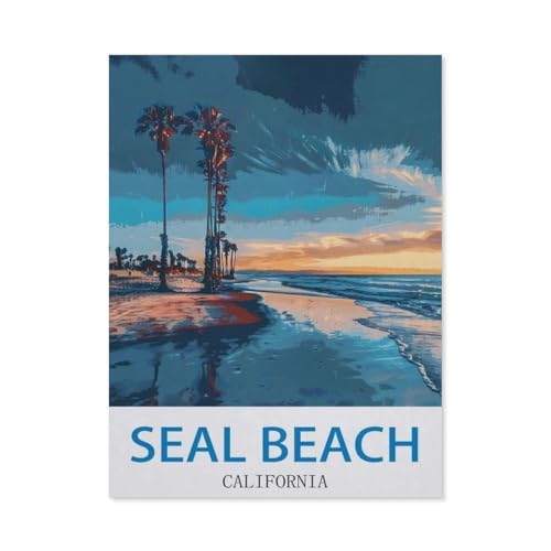 GSBRSNTS 5D DIY Diamond Painting Set，Seal Beach, Kalifornien，Runder Diamant Kreuzstich, Mosaik Raumdekoration Malerei(40 x 50 cm/15.74 x 19.68 Zoll)-W84 von GSBRSNTS