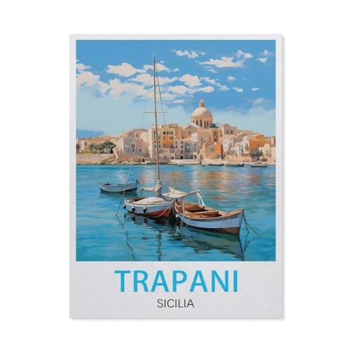 GSBRSNTS 5D Diamond Painting，Trapani, Sizilien，DIY-Stickerei, runder Diamant-Kreuzstich, Heimdekoration(30 x 40 cm/11.81 x 15.74 Zoll)-U39 von GSBRSNTS