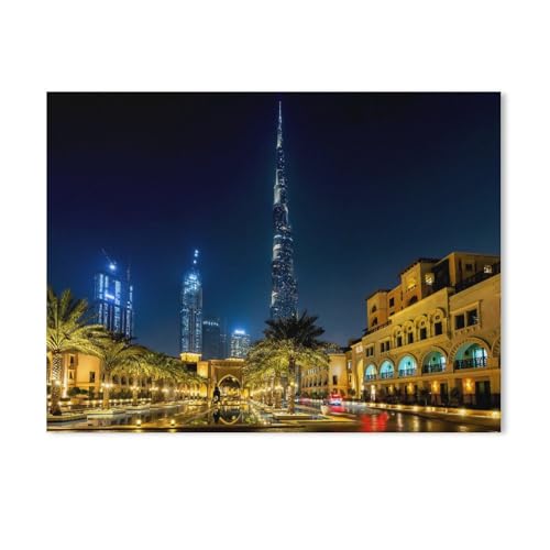GSBRSNTS 5D diy Diamond Painting，Burj Khalifa zur blauen Stunde - Dubai，Full Round Diamantstickerei Mosaik Kreuzstichmuster Perlenstickerei Home Deco(50 x 60 cm/19.68 x 23.62 Zoll)-Z69 von GSBRSNTS