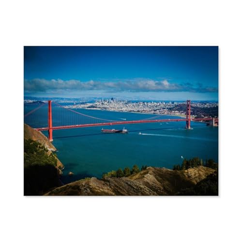 GSBRSNTS 5D diy Diamond Painting，San Francisco Golden Gate Bridge，Full Round Diamantstickerei Mosaik Kreuzstichmuster Perlenstickerei Home Deco(30 x 40 cm/11.81 x 15.74 Zoll)-C9 von GSBRSNTS