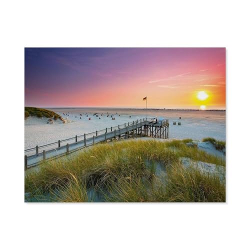 GSBRSNTS 5D diy Diamond Painting，Sonnenuntergang über Amrum，Full Round Diamantstickerei Mosaik Kreuzstichmuster Perlenstickerei Home Deco(50 x 60 cm/19.68 x 23.62 Zoll)-A89 von GSBRSNTS