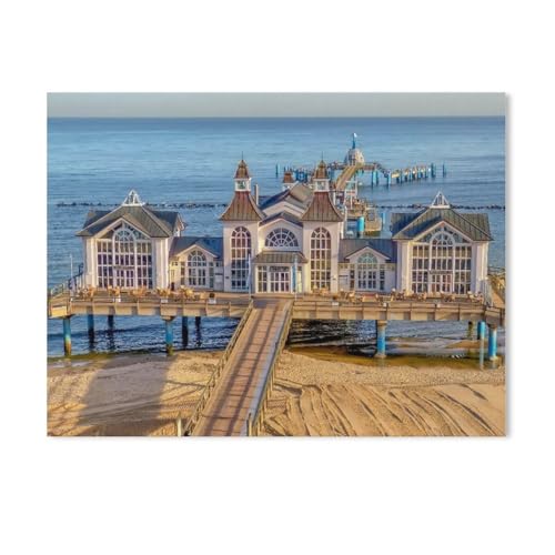 GSBRSNTS DIY 5d Diamantmalerei，Seebrücke in Sellin，Kreuzstich Volldiamant Kristall Strass Stickerei Bild Handwerk Handwerk Wanddekoration Geschenk（50 x 60 cm/19.68 x 23.62 Zoll）-AE55 von GSBRSNTS