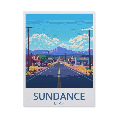 GSBRSNTS DIY 5d Diamantmalerei，Sundance, Utah，Kreuzstich Volldiamant Kristall Strass Stickerei Bild Handwerk Handwerk Wanddekoration Geschenk(40 x 50 cm/15.74 x 19.68 Zoll)-W95 von GSBRSNTS