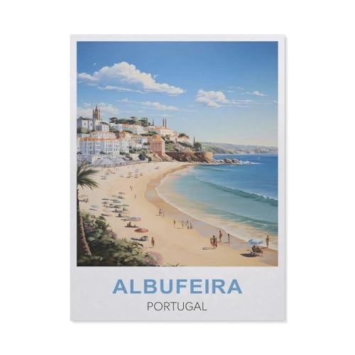 GSBRSNTS DIY Malen nach Zahlen，Albufeira, Portugal，diy malen nach zahlen erwachsene landsch Mit Pinsel und Acrylfarbe Erwachsenenfarbe nach Zahlen Kits Kunst（50x60cm） 19.6x23.6 Zoll-R94 von GSBRSNTS