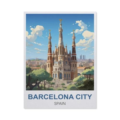 GSBRSNTS DIY Malen nach Zahlen，Barcelona, Spanien，diy malen nach zahlen erwachsene landsch Mit Pinsel und Acrylfarbe Erwachsenenfarbe nach Zahlen Kits Kunst（50x60cm） 19.6x23.6 Zoll-S54 von GSBRSNTS