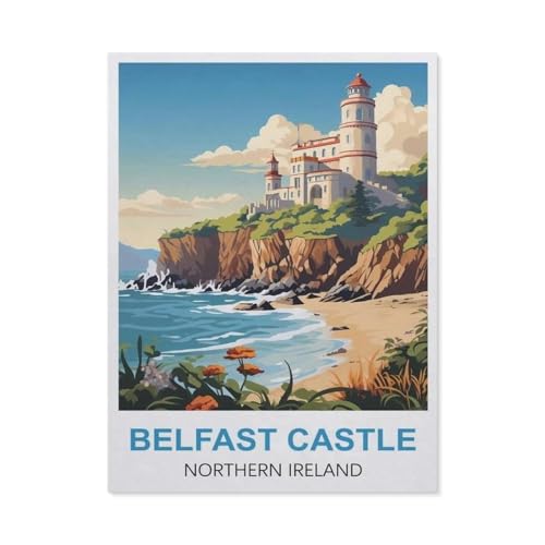 GSBRSNTS DIY Malen nach Zahlen，Belfast Castle, Nordirland，diy malen nach zahlen erwachsene landsch Mit Pinsel und Acrylfarbe Erwachsenenfarbe nach Zahlen Kits Kunst（50x60cm） 19.6x23.6 Zoll-R34 von GSBRSNTS