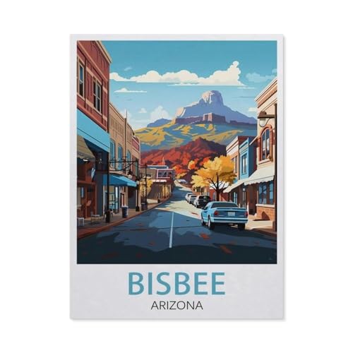 GSBRSNTS DIY Malen nach Zahlen，Bisbee, Arizona，diy malen nach zahlen erwachsene landsch Mit Pinsel und Acrylfarbe Erwachsenenfarbe nach Zahlen Kits Kunst（50x60cm） 19.6x23.6 Zoll-X34 von GSBRSNTS