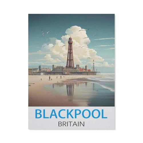 GSBRSNTS DIY Malen nach Zahlen，Blackpool, Großbritannien，diy malen nach zahlen erwachsene landsch Mit Pinsel und Acrylfarbe Erwachsenenfarbe nach Zahlen Kits Kunst（50x60cm） 19.6x23.6 Zoll-T54 von GSBRSNTS