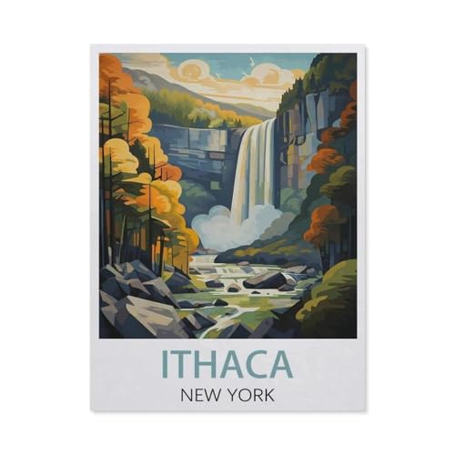 GSBRSNTS DIY Malen nach Zahlen，Ithaca, New York，diy malen nach zahlen erwachsene landsch Mit Pinsel und Acrylfarbe Erwachsenenfarbe nach Zahlen Kits Kunst（50x60cm） 19.6x23.6 Zoll-U74 von GSBRSNTS