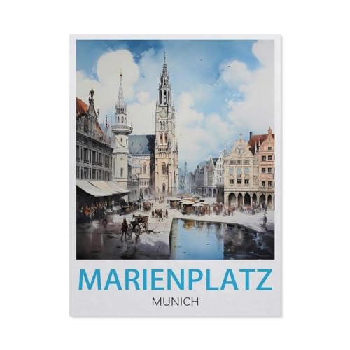 GSBRSNTS DIY Malen nach Zahlen，Marienplatz, München，diy malen nach zahlen erwachsene landsch Mit Pinsel und Acrylfarbe Erwachsenenfarbe nach Zahlen Kits Kunst（50x60cm） 19.6x23.6 Zoll-U14 von GSBRSNTS