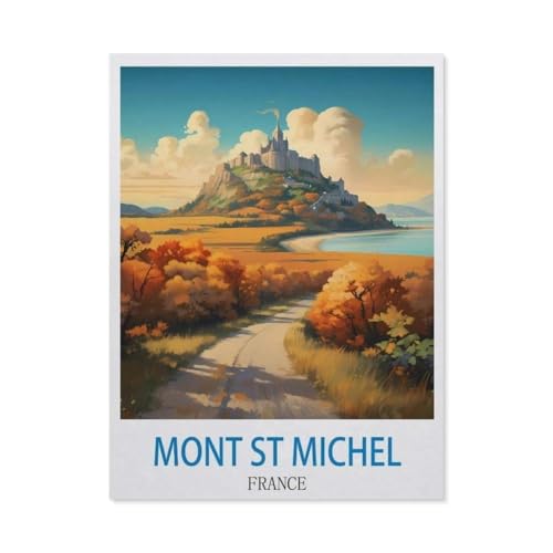 GSBRSNTS DIY Malen nach Zahlen，Mont-Saint-Michel, Frankreich，diy malen nach zahlen erwachsene landsch Mit Pinsel und Acrylfarbe Erwachsenenfarbe nach Zahlen Kits Kunst（50x60cm） 19.6x23.6 Zoll-Q34 von GSBRSNTS