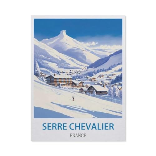 GSBRSNTS DIY Malen nach Zahlen，Serre-Chevalier, Frankreich，diy malen nach zahlen erwachsene landsch Mit Pinsel und Acrylfarbe Erwachsenenfarbe nach Zahlen Kits Kunst（50x60cm） 19.6x23.6 Zoll-P94 von GSBRSNTS