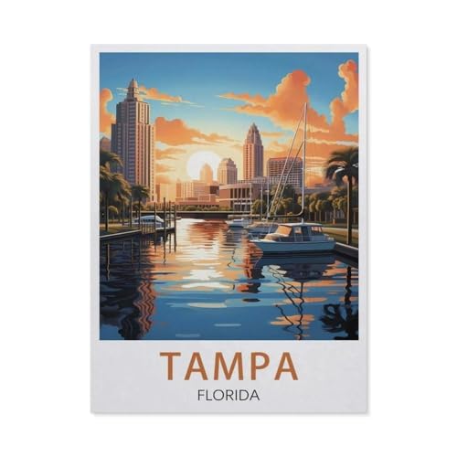 GSBRSNTS DIY Malen nach Zahlen，Tampa, Florida，diy malen nach zahlen erwachsene landsch Mit Pinsel und Acrylfarbe Erwachsenenfarbe nach Zahlen Kits Kunst（50x60cm） 19.6x23.6 Zoll-V14 von GSBRSNTS