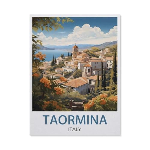 GSBRSNTS DIY Malen nach Zahlen，Taormina, Italien，diy malen nach zahlen erwachsene landsch Mit Pinsel und Acrylfarbe Erwachsenenfarbe nach Zahlen Kits Kunst（50x60cm） 19.6x23.6 Zoll-T74 von GSBRSNTS