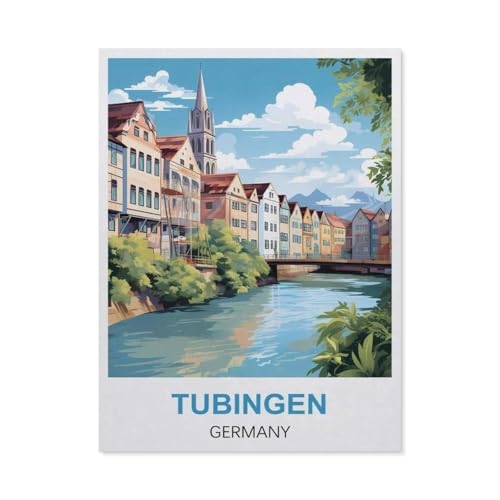 GSBRSNTS DIY Malen nach Zahlen，Tübingen Deutschland，diy malen nach zahlen erwachsene landsch Mit Pinsel und Acrylfarbe Erwachsenenfarbe nach Zahlen Kits Kunst（50x60cm） 19.6x23.6 Zoll-S34 von GSBRSNTS
