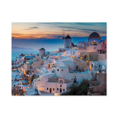 GSBRSNTS Diamond 5D DIY Diamond Painting，Abend in Santorini, Griechenland，3D-Stickerei Kreuzstich-Mosaik-Malerei-Dekor(30 x 40 cm/11.81 x 15.74 Zoll)-A56 von GSBRSNTS