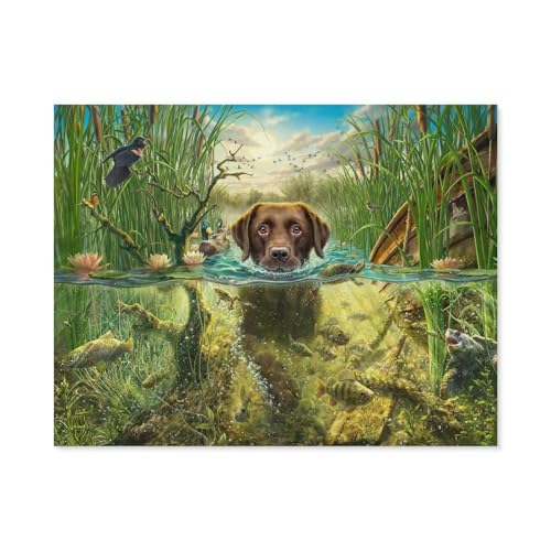 GSBRSNTS Diamond Painting，brauner Labrador im kühlen Nass，Crystal Embroidery Beads 5D Full Round Cross Stitch Kit Handwork Mosaic(50 x 60 cm/19.68 x 23.62 Zoll)-E91 von GSBRSNTS