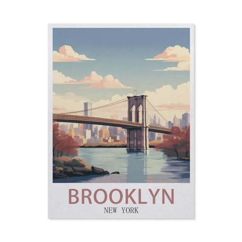 GSBRSNTS Malen Nach Zahlen，Brooklyn, New York，Malen Nach Zahlen Erwachsene Anfänger Kinder DIY Ölgemälde auf Leinwand Geschenk Malen Nach Zahlen Kits（40x50cm） 15.7x19.6 Zoll-W72 von GSBRSNTS