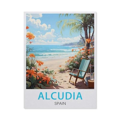 GSBRSNTS Malen Nach Zahlen Erwachsene，Alcudia, Spanien，Malen Nach Zahlen Mit Pinseln und Acrylfarbe,DIY Set Basteln Erwachsene mit Pinseln und Acrylfarben für Home Decor（50x60cm） 19.6x23.6 Zoll-X87 von GSBRSNTS