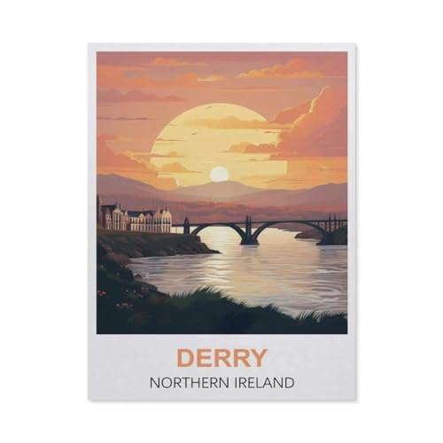 GSBRSNTS Malen Nach Zahlen Erwachsene，Derry, Nordirland，Malen Nach Zahlen Mit Pinseln und Acrylfarbe,DIY Set Basteln Erwachsene mit Pinseln und Acrylfarben für Home Decor（50x60cm） 19.6x23.6 Zoll-S67 von GSBRSNTS