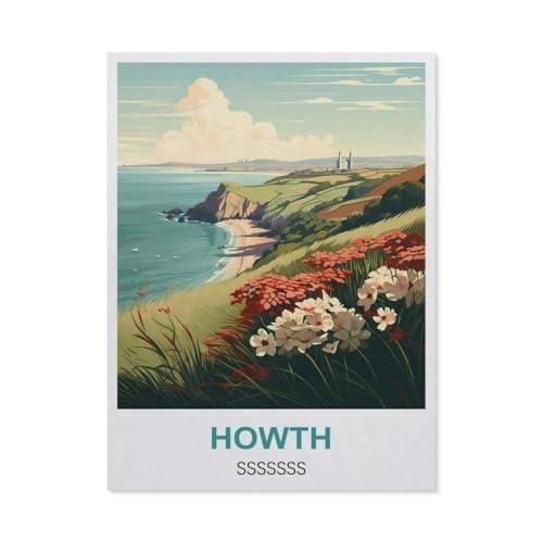 GSBRSNTS Malen Nach Zahlen Erwachsene，Howth, Irland，Malen Nach Zahlen Mit Pinseln und Acrylfarbe,DIY Set Basteln Erwachsene mit Pinseln und Acrylfarben für Home Decor（50x60cm） 19.6x23.6 Zoll-R47 von GSBRSNTS