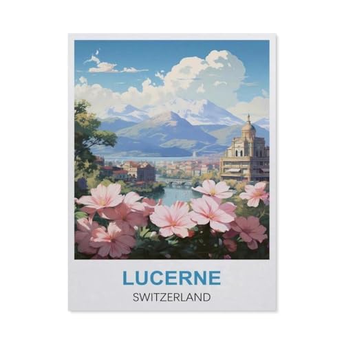 GSBRSNTS Malen Nach Zahlen Erwachsene，Luzern, Schweiz，Malen Nach Zahlen Mit Pinseln und Acrylfarbe,DIY Set Basteln Erwachsene mit Pinseln und Acrylfarben für Home Decor（50x60cm） 19.6x23.6 Zoll-S27 von GSBRSNTS