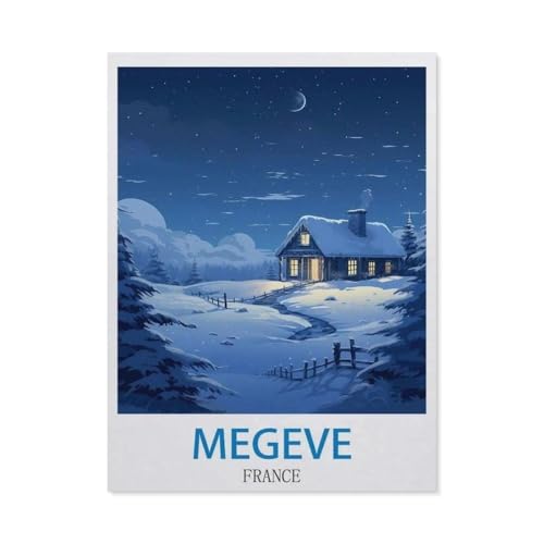 GSBRSNTS Malen Nach Zahlen Erwachsene，Megève, Frankreich，Malen Nach Zahlen Mit Pinseln und Acrylfarbe,DIY Set Basteln Erwachsene mit Pinseln und Acrylfarben für Home Decor（50x60cm） 19.6x23.6 Zoll-P27 von GSBRSNTS