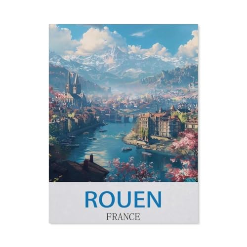 GSBRSNTS Malen Nach Zahlen Erwachsene，Rouen, Frankreich，Malen Nach Zahlen Mit Pinseln und Acrylfarbe,DIY Set Basteln Erwachsene mit Pinseln und Acrylfarben für Home Decor（50x60cm） 19.6x23.6 Zoll-P7 von GSBRSNTS