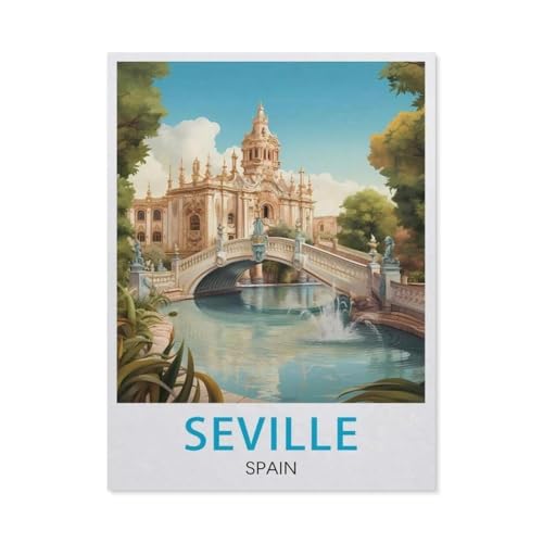 GSBRSNTS Malen Nach Zahlen Erwachsene，Sevilla, Spanien，Malen Nach Zahlen Mit Pinseln und Acrylfarbe,DIY Set Basteln Erwachsene mit Pinseln und Acrylfarben für Home Decor（50x60cm） 19.6x23.6 Zoll-T67 von GSBRSNTS