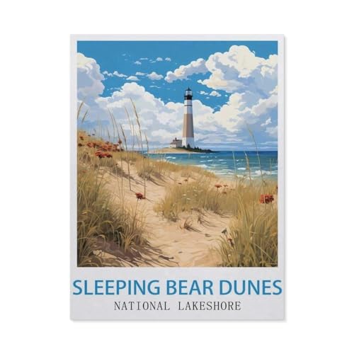 GSBRSNTS Malen Nach Zahlen Erwachsene，Sleeping Bear Dunes Nationalpark，Malen Nach Zahlen Mit Pinseln und Acrylfarbe,DIY Set Basteln Erwachsene mit Pinseln und Acrylfarben für Home Decor（50x60cm）-V47 von GSBRSNTS