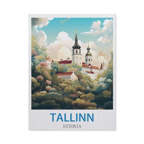 GSBRSNTS Malen Nach Zahlen Erwachsene，Tallinn, Estland，Malen Nach Zahlen Mit Pinseln und Acrylfarbe,DIY Set Basteln Erwachsene mit Pinseln und Acrylfarben für Home Decor（50x60cm） 19.6x23.6 Zoll-W87 von GSBRSNTS