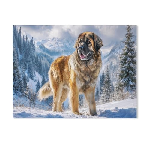 GSBRSNTS Malen Nach Zahlen Erwachsene Kinder，Leonberger im Schnee，Leinen Segeltuch, DIY Ölgemälde Weihnachten Geschenke Ohne Rahmen Wand Kunst Hauptdekoration（50x60cm） 19.6x23.6 Zoll-Y22 von GSBRSNTS