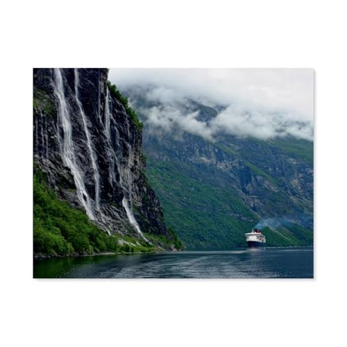 GSBRSNTS Malen Nach Zahlen Kits，Geiranger Fjord，Malen Nach Zahlen Für Erwachsene Und Kinder DIY Ölgemälde Geschenk-Kits（40x50cm） 15.7x19.6 Zoll-AS11 von GSBRSNTS
