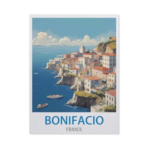 GSBRSNTS Malen nach Zahlen，Bonifacio, Korsika, Frankreich，diy malen nach zahlen erwachsene landsch Mit Pinsel und Acrylfarbe Kits Theme Digital Home Wall Artwork（50x60cm） 19.6x23.6 Zoll-Q26 von GSBRSNTS