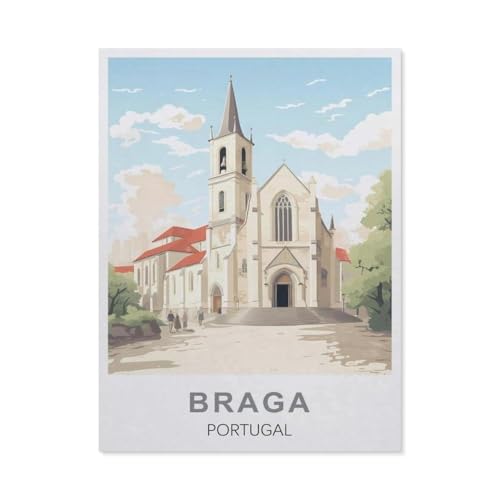 GSBRSNTS Malen nach Zahlen，Braga, Portugal，diy malen nach zahlen erwachsene landsch Mit Pinsel und Acrylfarbe Kits Theme Digital Home Wall Artwork（50x60cm） 19.6x23.6 Zoll-T26 von GSBRSNTS
