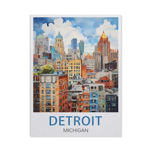 GSBRSNTS Malen nach Zahlen，Detroit, Michigan，diy malen nach zahlen erwachsene landsch Mit Pinsel und Acrylfarbe Kits Theme Digital Home Wall Artwork（40x50cm） 15.7x19.6 Zoll-U46 von GSBRSNTS