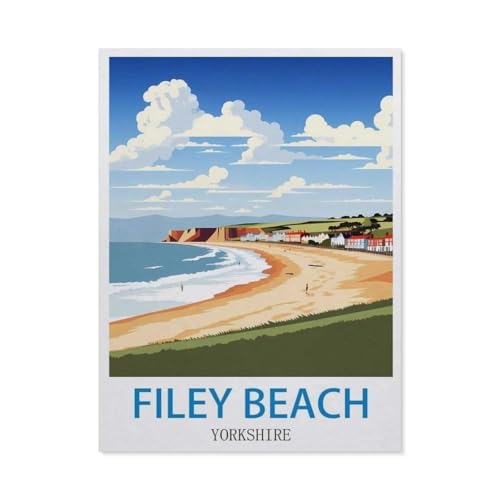 GSBRSNTS Malen nach Zahlen，Filey Strand, Yorkshire, England，diy malen nach zahlen erwachsene landsch Mit Pinsel und Acrylfarbe Kits Theme Digital Home Wall Artwork（50x60cm） 19.6x23.6 Zoll-P46 von GSBRSNTS