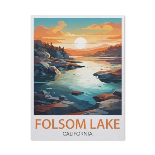 GSBRSNTS Malen nach Zahlen，Folsom See, Kalifornien，diy malen nach zahlen erwachsene landsch Mit Pinsel und Acrylfarbe Kits Theme Digital Home Wall Artwork（50x60cm） 19.6x23.6 Zoll-X26 von GSBRSNTS