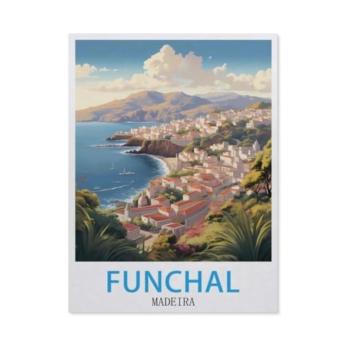 GSBRSNTS Malen nach Zahlen，Funchal, Madeira，diy malen nach zahlen erwachsene landsch Mit Pinsel und Acrylfarbe Kits Theme Digital Home Wall Artwork（30x40cm） 11.8x15.7 Zoll-W66 von GSBRSNTS