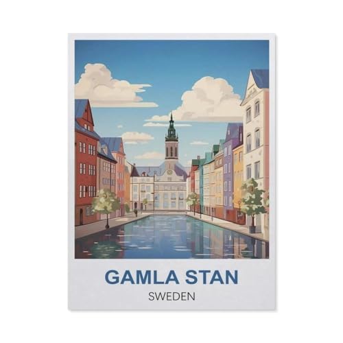 GSBRSNTS Malen nach Zahlen，Gamla Stan, Schweden，diy malen nach zahlen erwachsene landsch Mit Pinsel und Acrylfarbe Kits Theme Digital Home Wall Artwork（50x60cm） 19.6x23.6 Zoll-S66 von GSBRSNTS