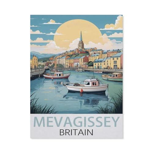 GSBRSNTS Malen nach Zahlen，Mevagissey, Großbritannien，diy malen nach zahlen erwachsene landsch Mit Pinsel und Acrylfarbe Kits Theme Digital Home Wall Artwork（50x60cm） 19.6x23.6 Zoll-Q86 von GSBRSNTS