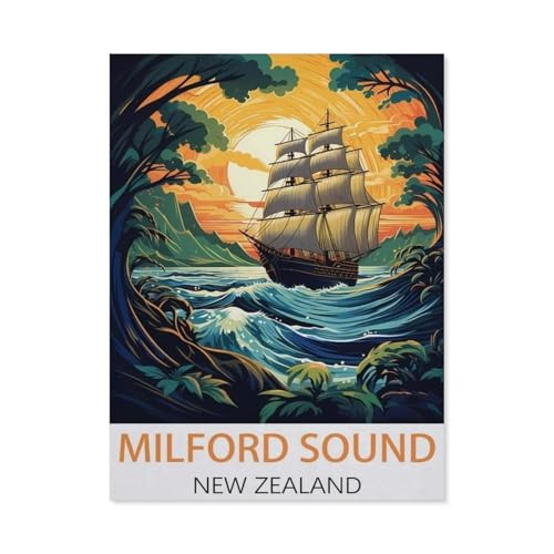 GSBRSNTS Malen nach Zahlen，Milford Sound, Neuseeland，diy malen nach zahlen erwachsene landsch Mit Pinsel und Acrylfarbe Kits Theme Digital Home Wall Artwork（30x40cm） 11.8x15.7 Zoll-V26 von GSBRSNTS