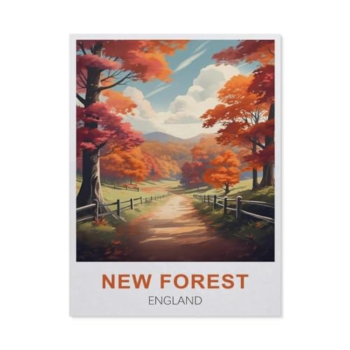 GSBRSNTS Malen nach Zahlen，New Forest, England，diy malen nach zahlen erwachsene landsch Mit Pinsel und Acrylfarbe Kits Theme Digital Home Wall Artwork（50x60cm） 19.6x23.6 Zoll-P66 von GSBRSNTS