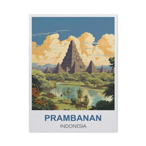 GSBRSNTS Malen nach Zahlen，Prambanan, Indonesien，diy malen nach zahlen erwachsene landsch Mit Pinsel und Acrylfarbe Kits Theme Digital Home Wall Artwork（50x60cm） 19.6x23.6 Zoll-Q46 von GSBRSNTS