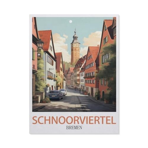 GSBRSNTS Malen nach Zahlen，Schnoorviertel, Bremen，diy malen nach zahlen erwachsene landsch Mit Pinsel und Acrylfarbe Kits Theme Digital Home Wall Artwork（40x50cm） 15.7x19.6 Zoll-W46 von GSBRSNTS