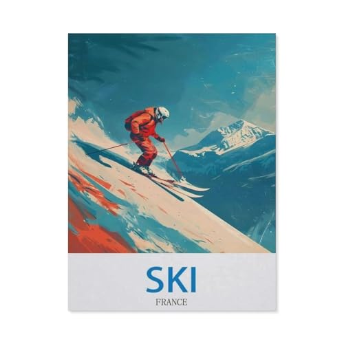 GSBRSNTS Malen nach Zahlen，Ski, Frankreich，diy malen nach zahlen erwachsene landsch Mit Pinsel und Acrylfarbe Kits Theme Digital Home Wall Artwork（50x60cm） 19.6x23.6 Zoll-P6 von GSBRSNTS