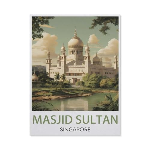 GSBRSNTS Malen nach Zahlen，Sultan Moschee, Singapur，diy malen nach zahlen erwachsene landsch Mit Pinsel und Acrylfarbe Kits Theme Digital Home Wall Artwork（50x60cm） 19.6x23.6 Zoll-V6 von GSBRSNTS