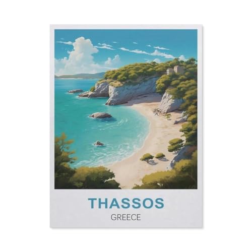 GSBRSNTS Malen nach Zahlen，Thassos, Griechenland，diy malen nach zahlen erwachsene landsch Mit Pinsel und Acrylfarbe Kits Theme Digital Home Wall Artwork（50x60cm） 19.6x23.6 Zoll-R86 von GSBRSNTS