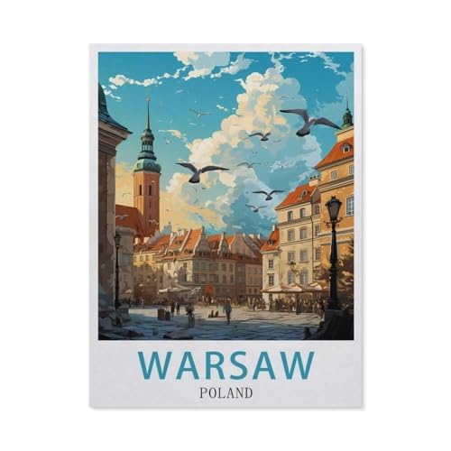 GSBRSNTS Malen nach Zahlen，Warschau, Polen，diy malen nach zahlen erwachsene landsch Mit Pinsel und Acrylfarbe Kits Theme Digital Home Wall Artwork（40x50cm） 15.7x19.6 Zoll-V46 von GSBRSNTS