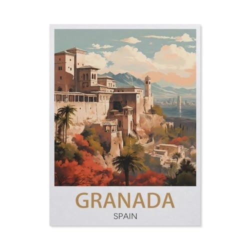 GSBRSNTS Malen nach Zahlen Kits für Erwachsene und Kinder，Granada, Spanien，DIY Digitales Ölgemälde Geschenk-Kits Vorgedruckte Leinwand Kunst Dekoration（40x50cm） 15.7x19.6 Zoll-T91 von GSBRSNTS
